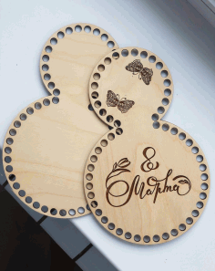 Laser Cut Wooden Basket Bottom For Crochet Women Day 8 March Gift Free Vector File
