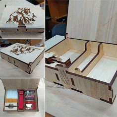 Laser Cut Wooden Box For Smoking Accessories Wooden Cigarette Case Free DXF File