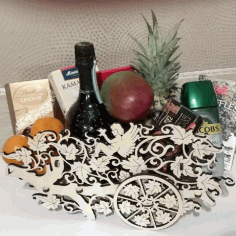 Laser Cut Wooden Cart Table Decor Free Vector File