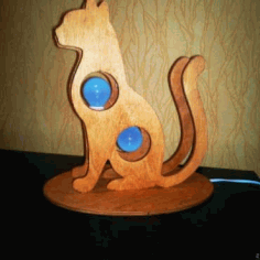 Laser Cut Wooden Cat Lamp Wooden 3d Animal Lamp Free Vector File