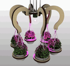 Laser Cut Wooden Chandelier Planters Pendant Lamp Planter Free DXF File