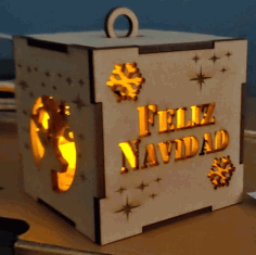 Laser Cut Wooden Christmas Lamp Box Free DXF File