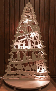 Laser Cut Wooden Christmas Tree Decorative Night Lamp Free Vector File