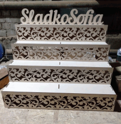 Laser Cut Wooden Counter Display Stand Cupcake Stand Free Vector File
