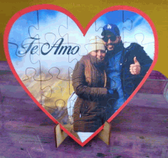 Laser Cut Wooden Couple Photo Frame Wooden Heart Photo Stand Free DXF File