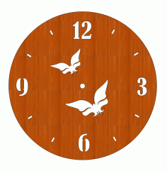 Laser Cut Wooden Customized Butterfly Wall Clock Free Vector File
