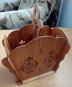 Laser Cut Wooden Cutlery Caddy Free Vector File