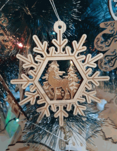 Laser Cut Wooden Deer Snowflakestoys Free DXF File