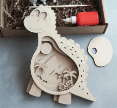 Laser Cut Wooden Dino Layered Art Kids Room Decor Free DXF File
