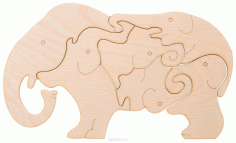 Laser Cut Wooden Elephants Jigsaw Puzzle For Kids Children Indoor Games Free DXF File