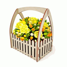 Laser Cut Wooden Fence Flower Basket Free Vector File