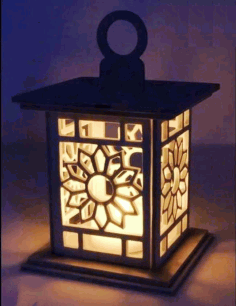 Laser Cut Wooden Flower Lamp Free Vector File