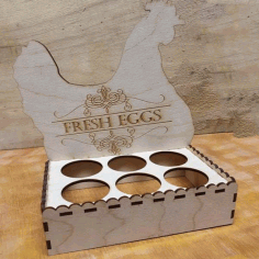 Laser Cut Wooden Fresh Egg Holder Easter Egg Organizer Box Chicken Egg Stand Free DXF File