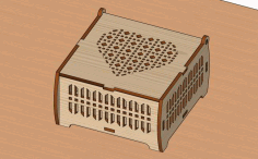 Laser Cut Wooden Gift Box With Heart Jewelry Box Free Vector File