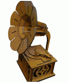 Laser Cut Wooden Gramophone 3d Model Free Vector File