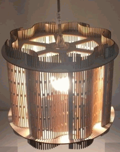 Laser Cut Wooden Grill Shade Ceiling Lamp Free Vector File
