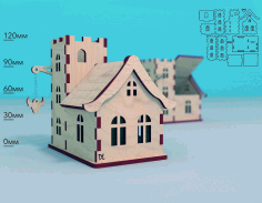 Laser Cut Wooden House Model Bull Tavern Hanging Sign 4mm Free Vector File