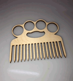 Laser Cut Wooden Knuckles Beard Comb Wide Tooth Comb Free Vector File