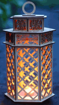 Laser Cut Wooden Lantern Night Light Lamp Free Vector File