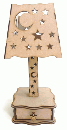 Laser Cut Wooden Moon And Stars Lamp Free Vector File