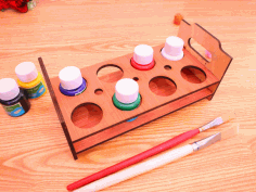 Laser Cut Wooden Paint Bottle Holder 4mm Free DXF File