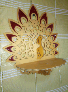 Laser Cut Wooden Peacock Wall Bracket Wall Mount Shlef Free DXF File