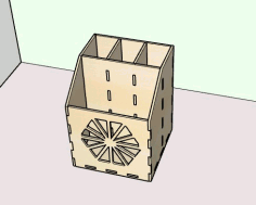 Laser Cut Wooden Pen Holder Pencil Stand 3mm Office Desk Organizer Free DXF File
