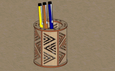 Laser Cut Wooden Pen Stand Pencil Holder Free DXF File