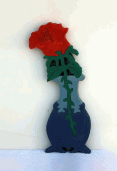 Laser Cut Wooden Roses Vase Jigsaw Puzzle Room Decor Free Vector File