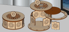 Laser Cut Wooden Round Box With Lid Jewelry Box Gift Box 3mm Free Vector File