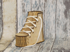 Laser Cut Wooden Shape Shoes Stand Desk Organizer Pen Pencil Holder Free Vector File