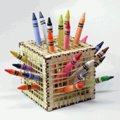 Laser Cut Wooden Simple Rubber Band Pencil Holder Free Vector File