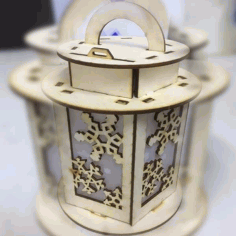 Laser Cut Wooden Snowflake Pattern Lantern Template Free Vector File