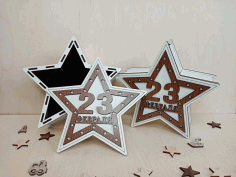 Laser Cut Wooden Star Shaped Gift Box 3mm Free Vector File