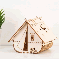 Laser Cut Wooden Tent Shape Night Light Lamp Free Vector File
