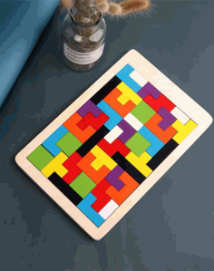 Laser Cut Wooden Tetris Puzzle Free Vector File