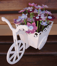 Laser Cut Wooden Tricycle Bike Flower Basket Free Vector File