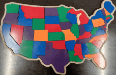 Laser Cut Wooden Usa Map Puzzle For Kids Free DXF File