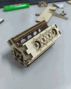 Laser Cut Wooden v8 Engine Free Vector File