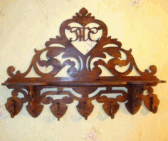 Laser Cut Wooden Vintage Wall Shelf Free Vector File