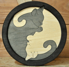 Laser Cut Yin Yang Cat Free Vector File