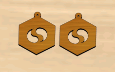 Laser Cut Yin Yang Design Earrings Stylish Traditional Earrings Free DXF File
