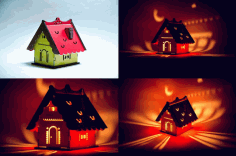 Laser Cutter Wooden Bird House Template Free Vector File