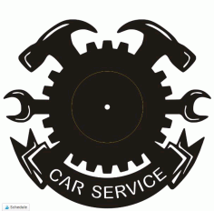 Laser Cutting Wall Clock Car Service Free DXF File