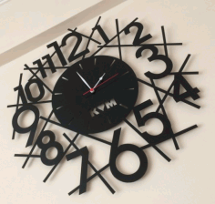Laser Cutting Wall Clock Km Free DXF File