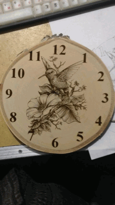 Laser Engraving Bird And Flowers Clock Template Free Vector File