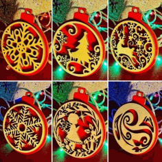 Layered Christmas Tree Ornaments Laser Cut Free Vector File