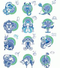 Layout For Engraving Zodiac Signs For Laser Cut Free Vector File