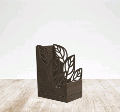 Leaf Pen And Brush Holder Laser Cut Free Vector File