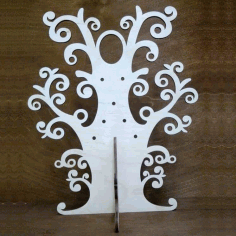 Leafy Tree Earring Holder Wooden Jewelry Organizer Laser Cut Free Vector File